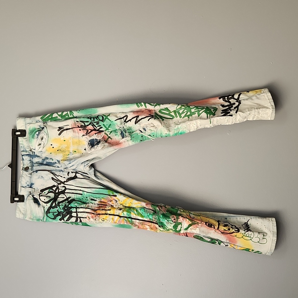 Smoke rise painted denim jeans